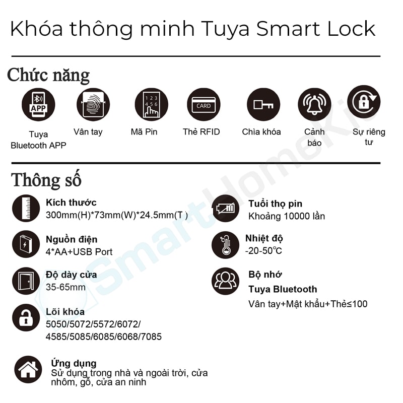Khóa vân tay thẻ từ Tuya Smart Lock